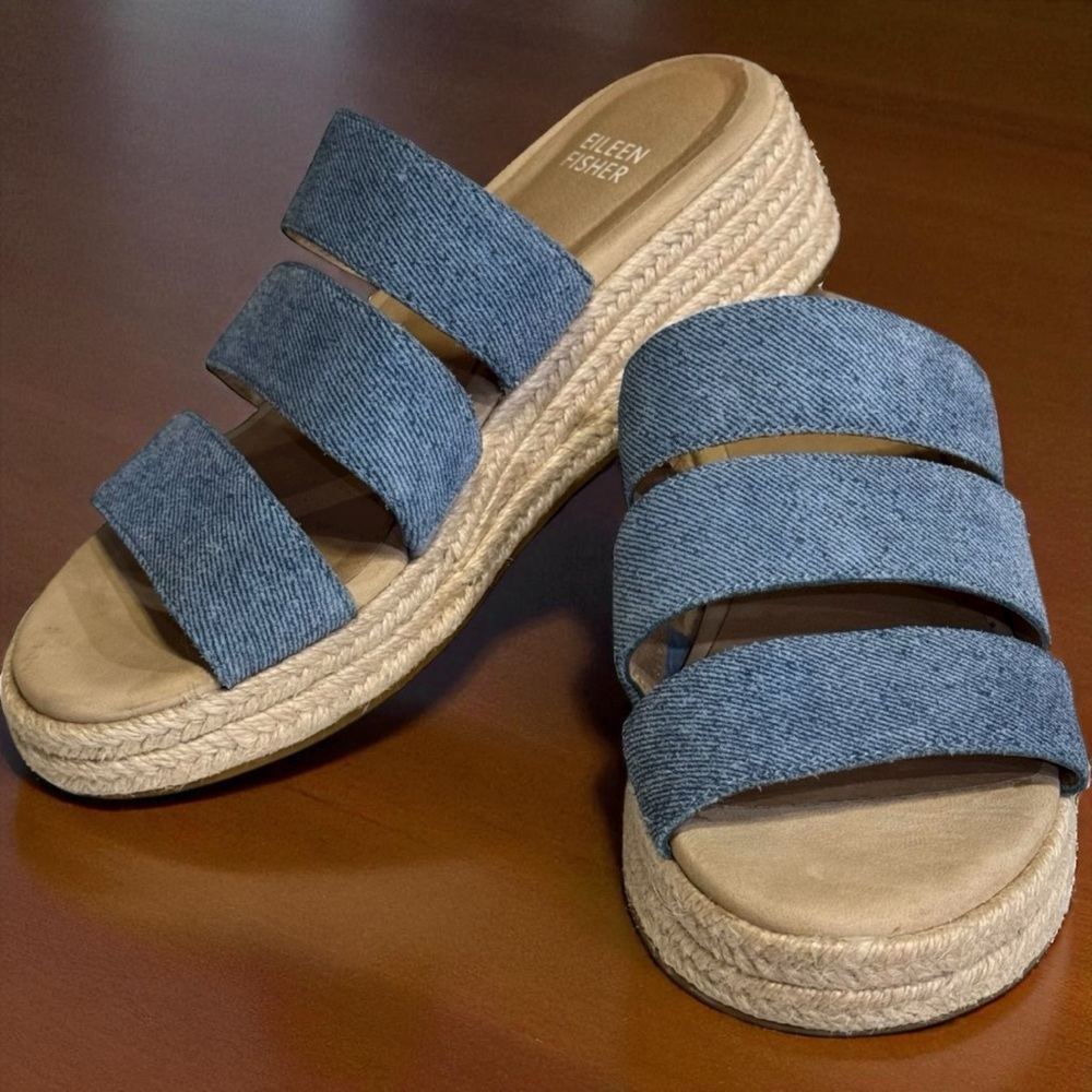 Eileen Fisher Blue Espadrille Sandals